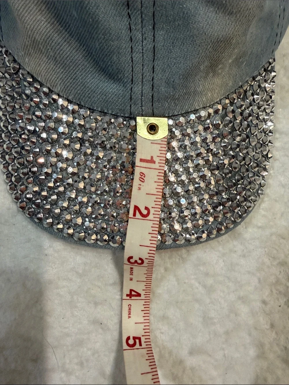Crystal-Embellished Denim Visor Cap - Women's Accessories